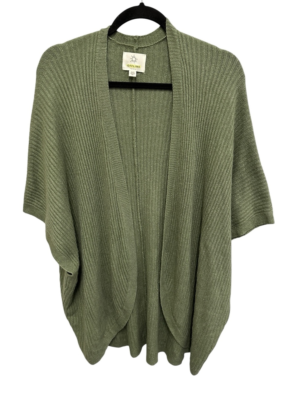 Aerie Offline wool blend green flowy open front cardigan sweater Size XS/S
